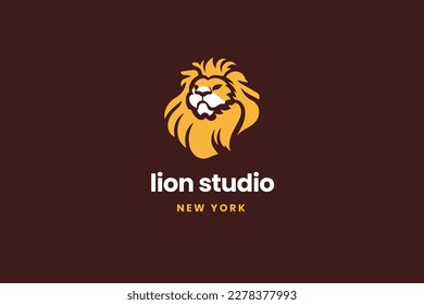 lion logo, strong and bold, finance and media companies, animal vector element, corporate brand