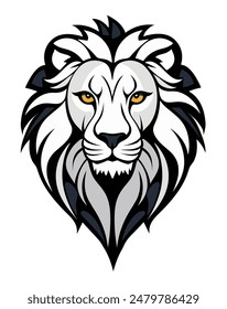 Lion logo or symbol black, white and grey