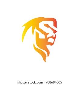 Lion Logo symbol. Modern Flat animal Icon Design on White Background.Logotype Color vector illustration