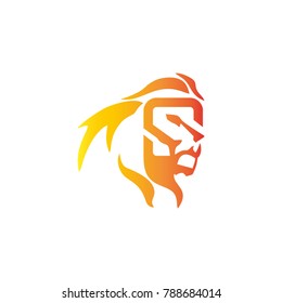 Lion Logo symbol. Modern Flat animal Icon Design on White Background.Logotype Color vector illustration