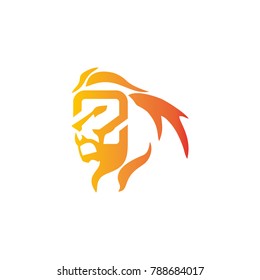 Lion Logo symbol. Modern Flat animal Icon Design on White Background.Logotype Color vector illustration