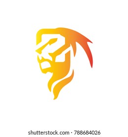 Lion Logo symbol. Modern Flat animal Icon Design on White Background.Logotype Color vector illustration