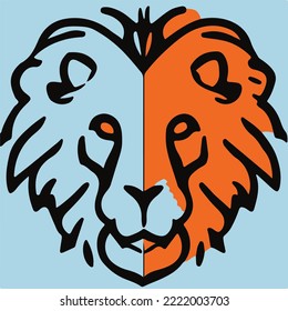 Löwenlogo-Symbol. Vektorgrafik, Portrait eines Vektorkopfes, Line Art Concept für Logo, T-Shirt und mehr