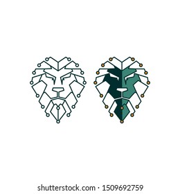 Lion logo technology icon vector