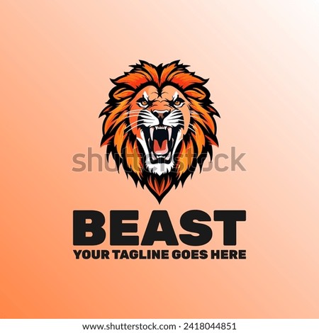 lion logo template, a beast lion roaring an angry mood. logo for apps and chennels and transportation and game