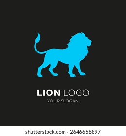 Lion logo template. Blue Lion silhouette icon. Vector illustration.