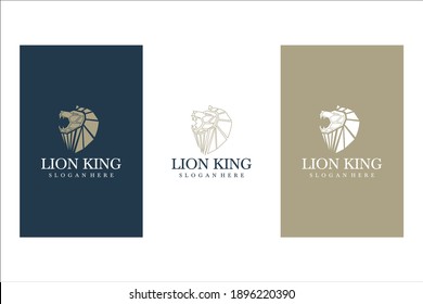 Lion logo template and business card	
