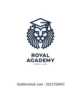 Lion logo template design for schools, colleges, universities, academies. Vector illustration.