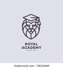 Lion logo template design for schools, colleges, universities, academies and other education organizations. Vector illustration.