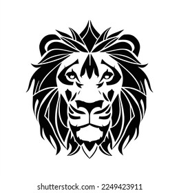 Lion logo template. isolated. A lion's head with a black and white background and a white background with a black outline of a lion