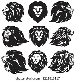 Lion Logo Template Set Collection. Premium Design Vector Illustration Emblem Icons