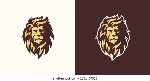Ilustración de la línea de arte de la plantilla de logotipo de león