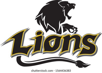 Lion Logo Text, Sport Team Symbol