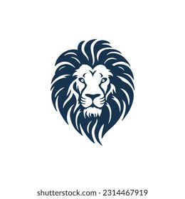Lion logo of tribal leo Face silhouette vector, animal Head icon clip art of Royal crest symbol. isolated on white background