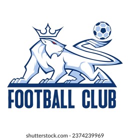 lion logo vector with blue ball suitable for sports teams