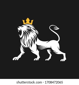 Ilustración de diseño de vectores con logotipo de león. Plantilla de diseño del logotipo de Lion King. Diseño del vector de la cresta de león.