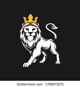 Design-Illustration der Vektorillustration des Löwenlogos. Designvorlage für Lion King-Logos. Lion Crest Vektorillustration Design.