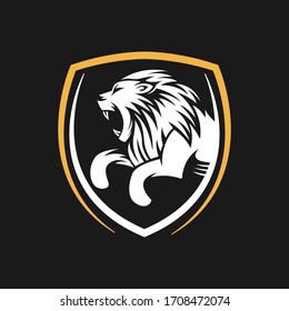 Ilustración de diseño de vectores con logotipo de león. Plantilla de diseño del logotipo de Lion King. Diseño del vector de la cresta de león.