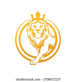Ilustración de diseño de vectores con logotipo de león. Plantilla de diseño del logotipo de Lion King. Diseño del vector de la cresta de león.