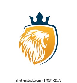 Lion Logo Vector Design Illustration. Lion King Logo Design Template. Lion Crest Vector Design.
