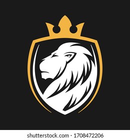 Ilustración de diseño de vectores con logotipo de león. Plantilla de diseño del logotipo de Lion King. Diseño del vector de la cresta de león.