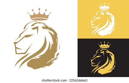 Ilustración del diseño vectorial del logotipo del león, identidad de marca
