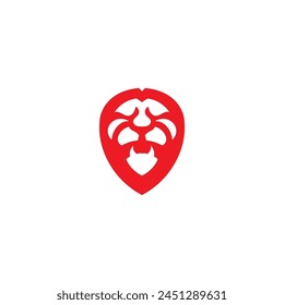 lion logo vector design. Lion's face Red color. Elegant Leo sign symbol. Premium brand corporate identity icon. Luxury company sign. Vector illustration.