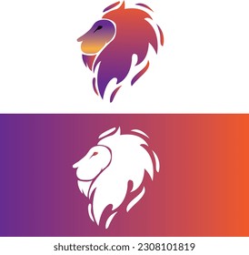 Lion logo with in vector file.  Lion icon design. Lion initial alphabet logo design. Orange purple logo design. Lion in vector file.