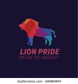 Lion logo in vector format illustration of a polygon sign for business