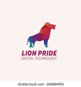 Lion logo in vector format illustration of a polygon sign for business