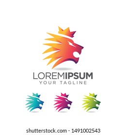lion logo vector icon illustration
