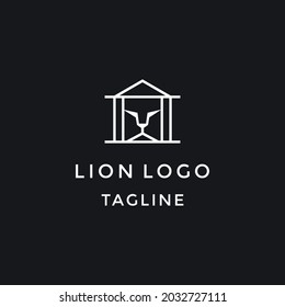 Lion logo vector illustration, emblem design.