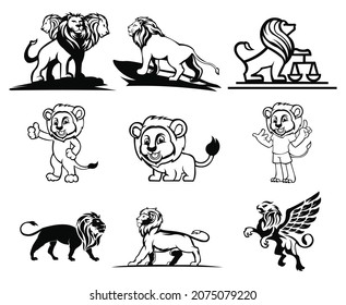 Lion logo- vector illustration, emblem design on white background. - Vector