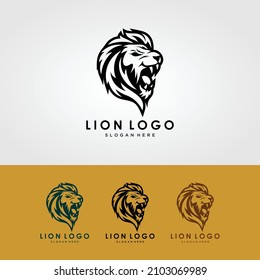 Lion logo vector illustration, emblem design.