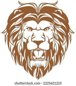 Ilustración vectorial del logotipo de león, diseño del emblema.