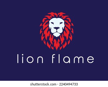 Ilustración vectorial del logotipo de león, diseño del emblema. Mejor diseño de logotipo minimalista de leones rojo y blanco