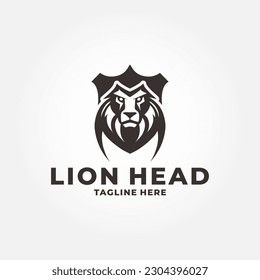 Ilustración vectorial del logotipo de león, diseño del emblema. Logo Imperial Leon Head Luxury.