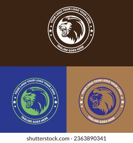 Lion logo vector illustration, emblem design.