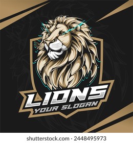 Lion logo vector illustration, emblem design.
