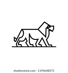 Lion logo vector with line art style. Minimalist elegant icon template isolated on white background.