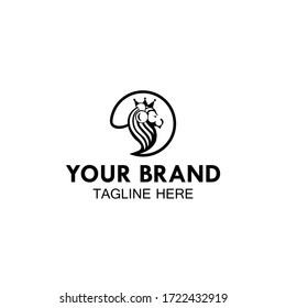 
A lion logo wearing a crown can be used as a company logo
