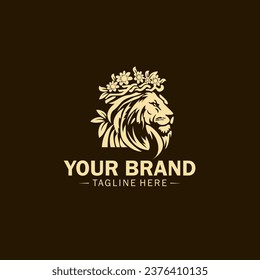 lion logo wearing a flower crown
