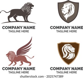 Logotipos de león, cuatro vectores premium diferentes 
