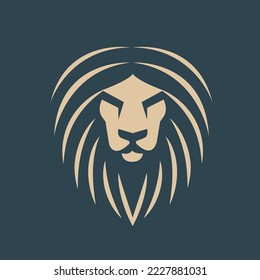Lion logo.Wild animal silhouette icon isolated on dark background.Predator head.Modern, luxury, royal style graphic emblem.Decorative elements for premium brand.