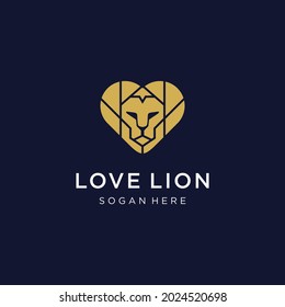 lion love icon or logo inspiration lion with heart - vector illustration