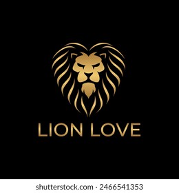 Lion love logo design. Elegant and luxurious design