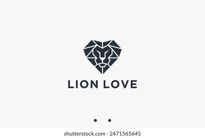 Ilustración de silueta de Vector de diseño de logotipo de amor de león