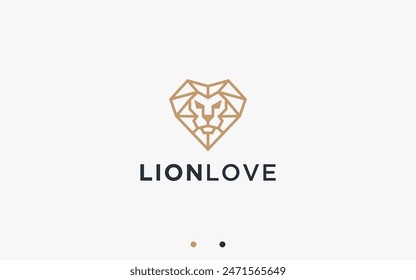 lion love logo design vector silhouette illustration