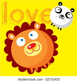 lion love panda love tag