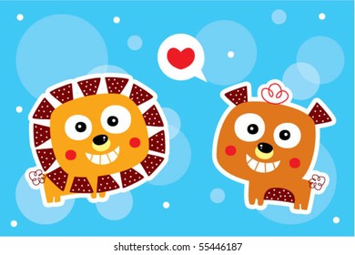lion loves teddy